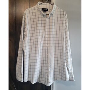 Mizzen + Main Men's Size XL White/ Blue Leeward Classic No Tuck Fit Dress Shirt